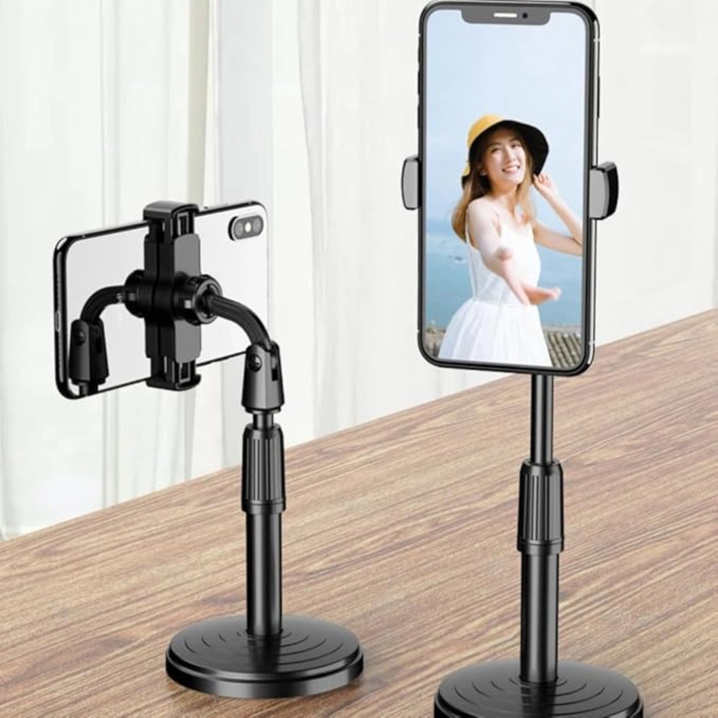 Suporte Tripé de Mesa para Celular - Mini Pedestal Ajustável 360°