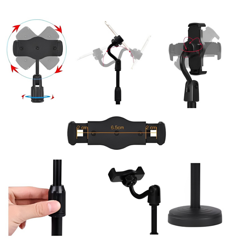 Suporte Tripé de Mesa para Celular - Mini Pedestal Ajustável 360°