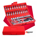 Kit Chave Jogo Soquete 1/4 46Pçs Aço c/ Maleta Catraca -  Prata/preto