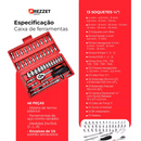 Kit Chave Jogo Soquete 1/4 46Pçs Aço c/ Maleta Catraca -  Prata/preto