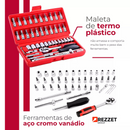 Kit Chave Jogo Soquete 1/4 46Pçs Aço c/ Maleta Catraca -  Prata/preto