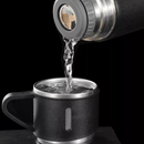 Kit Garrafa Térmica 500ML+ 3 Xícaras Aço Inoxidável -PRETO