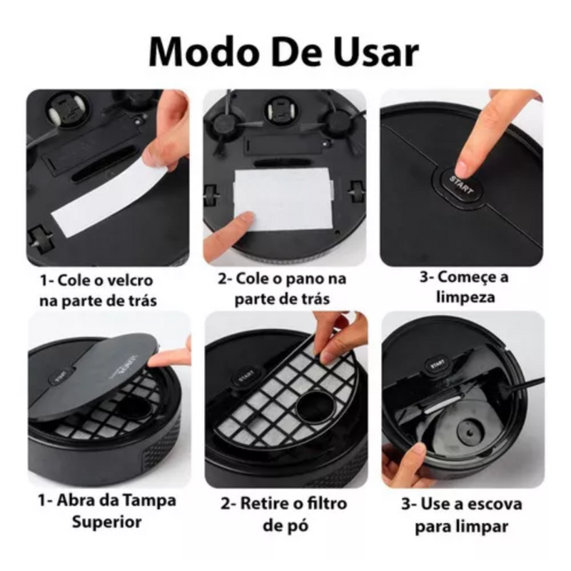 Robô Aspirador de Pó Recarregável Sweepin Robot - NO.K235 - Preto