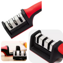 Afiador Amolador de Facas em Aço Inox com 3 Afiadores Base Emborrachada Linha Profissional