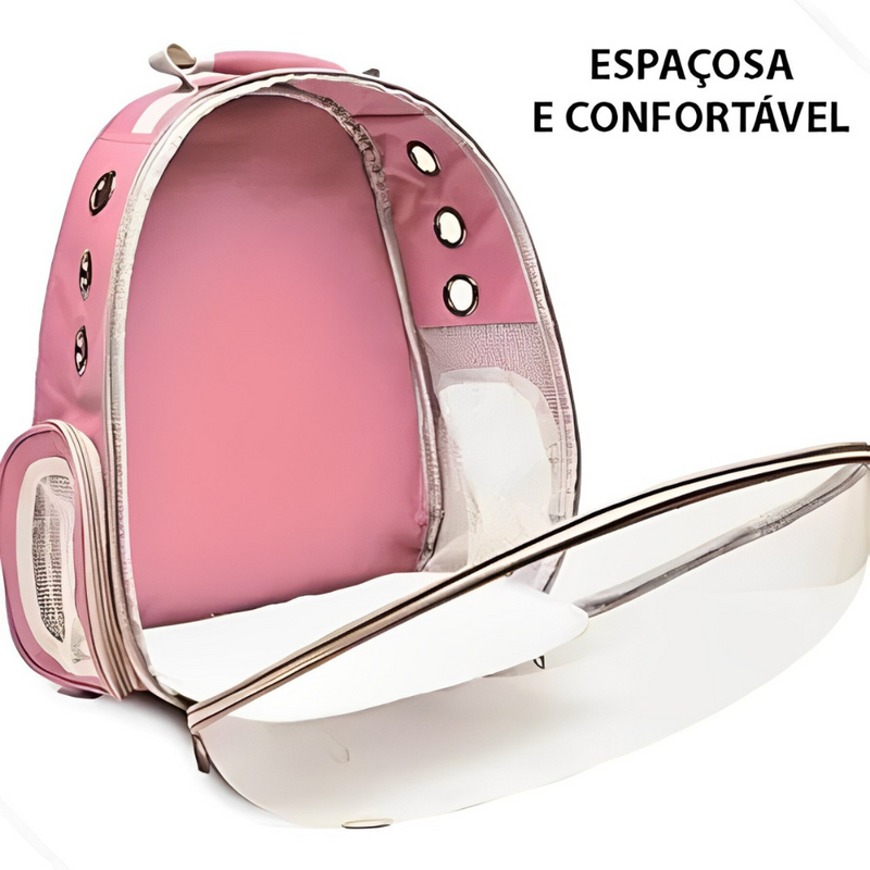 Mochila Pet Transporte para Cães e Gatos - Visão Ampla